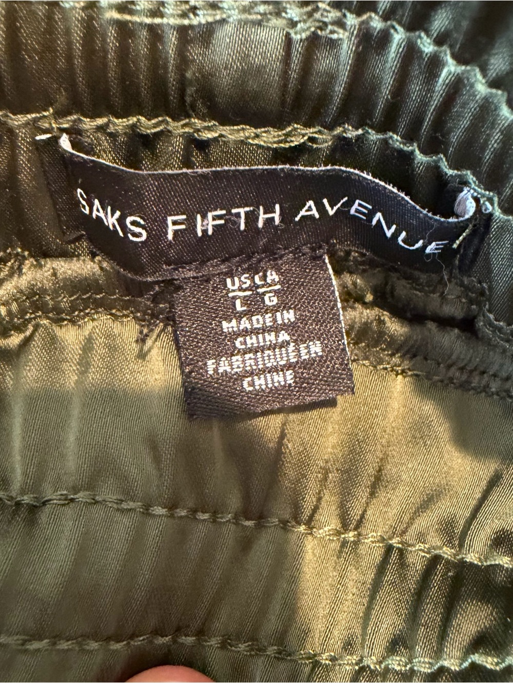 Saks Fifth Avenue Olive Satin Slip Skirt Size L - Picture 3 of 5